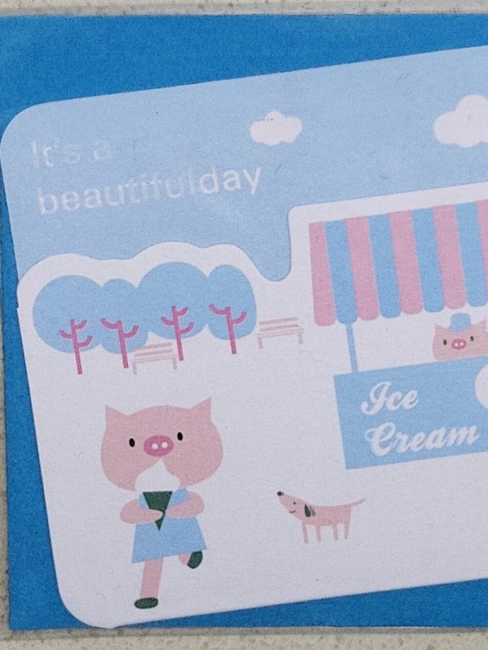 Pig Piggy Piglet ice cream Mini Greeting Card with Envelope